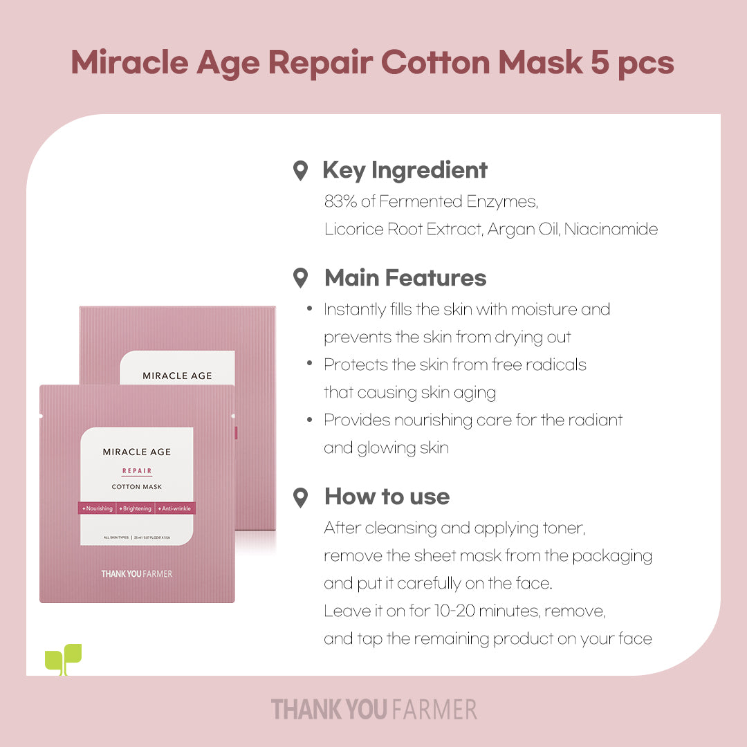 Miracle Age Repair Cotton Mask 5 pcs